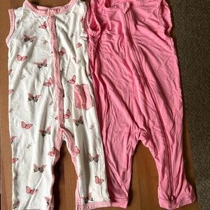 🩷🦋 Kyte Baby Bamboo Sleeveless Rompers | Pink Butterfly + Solid Pink | 18–24M